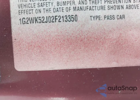 2002 Pontiac Grand Prix Se z USA, uszkodzony, nr VIN 1G2WK52J02F213350